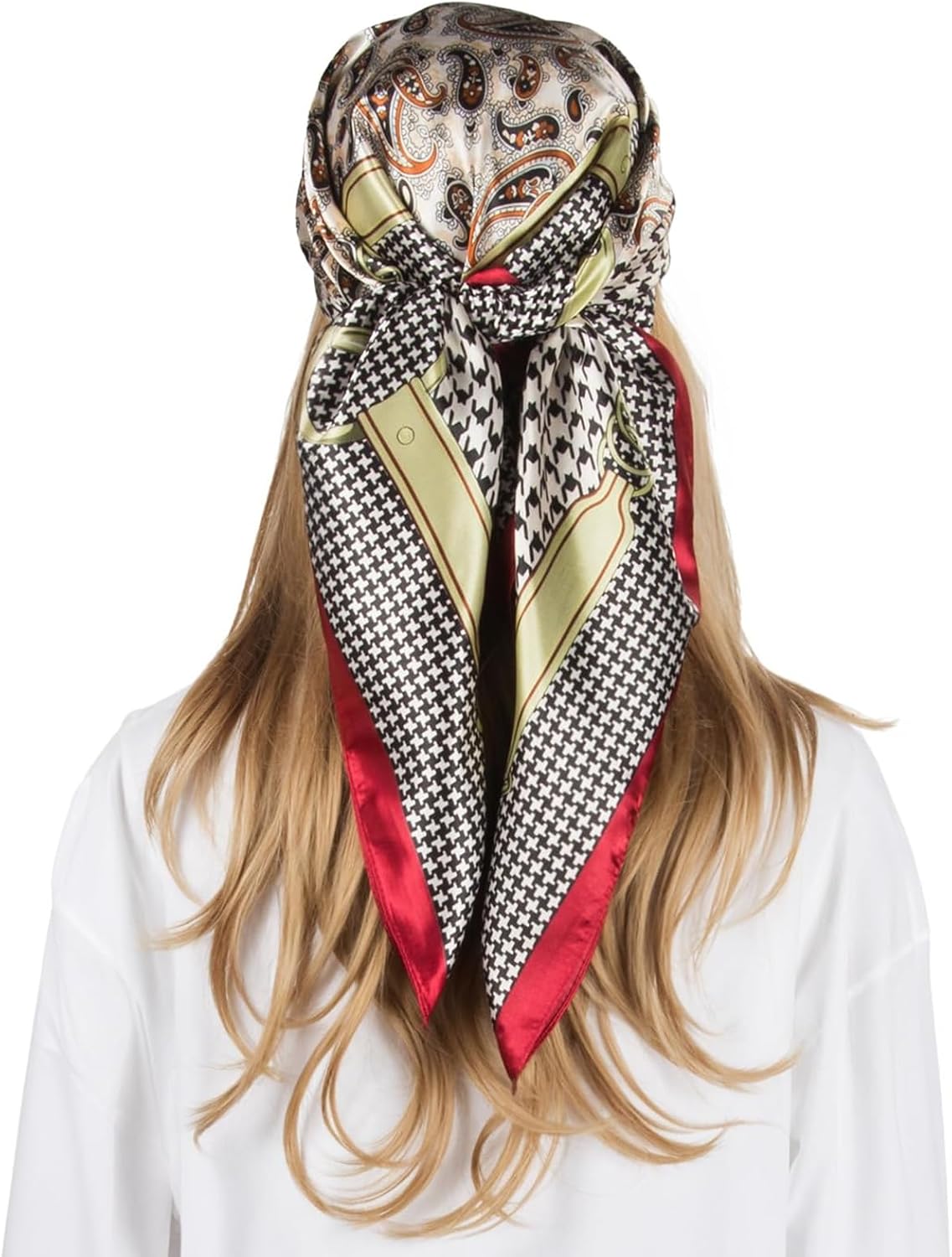Women Head Scarf Like Silk Scarf Hair Scarf for sleeping Hair Wrapping 35 Inches Square Scarves