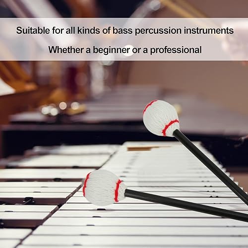 Miniatura 2 de Marimba Mallets de hilo duro, mazos de marimba de percusión de marimba con cabeza de hilo medio, mazos de marimba para jugar con mango de madera