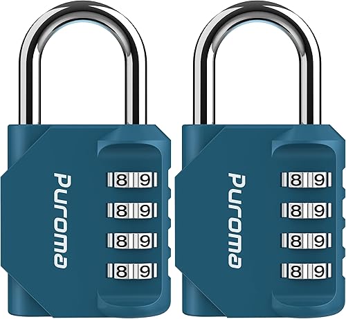 Puroma Paquete de 2 Candados de Combinación para Casillero de 4 Dígitos Impermeables para Exteriores para Escuela, Gimnasio, Deportes, Cerca, Caja
