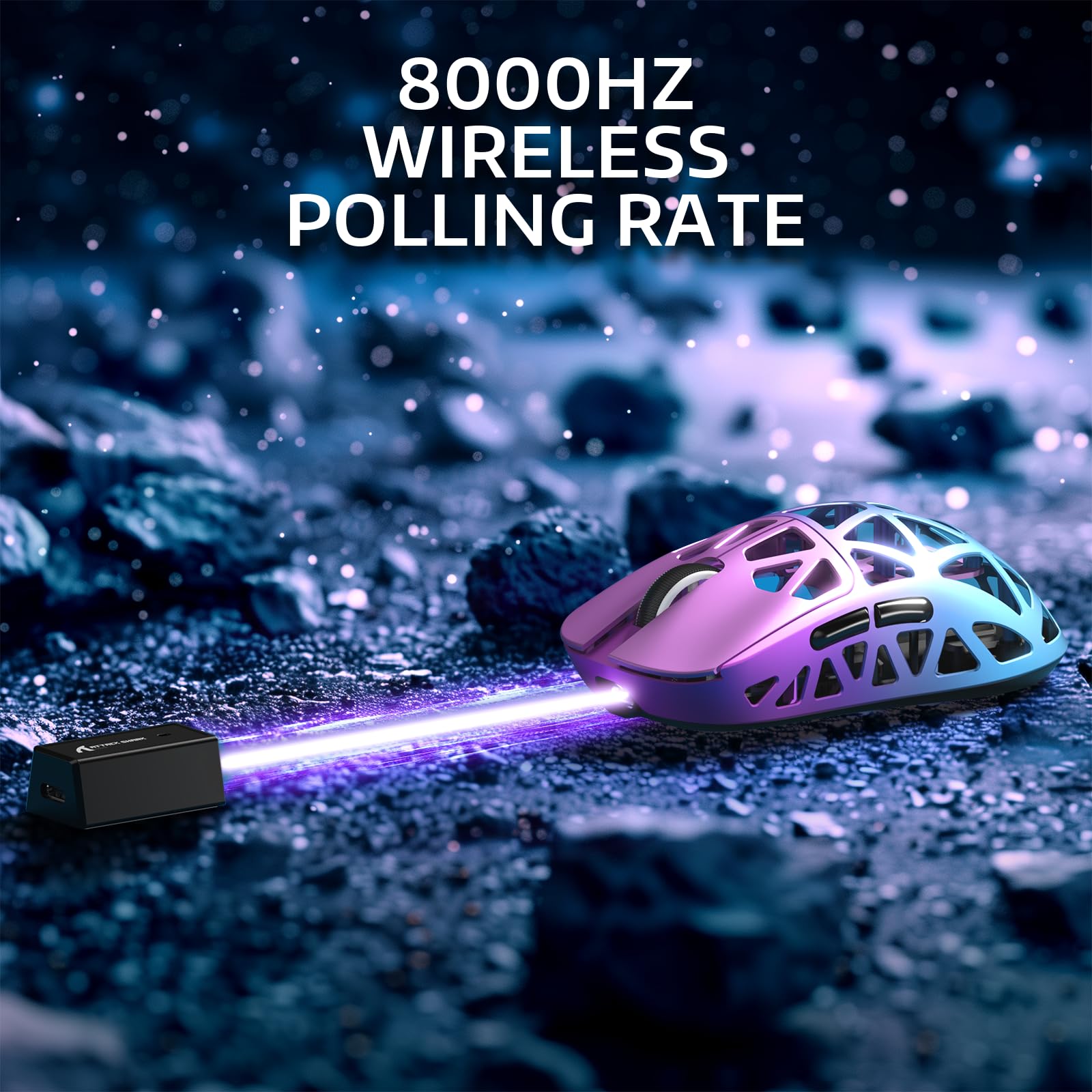 ATTACK SHARK R2PRO 45 g SuperLIGHT mysz do gier ze stopu magnezu, PixArt PAW3950, 42000 DPI, bezprzewodowa 8000 Hz, częstotliwość odpytywania, G502, mysz do gier, 2,4 G/BT/przewodowa, ze spiralnym
