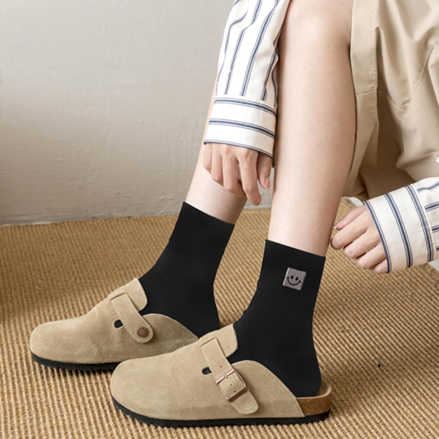 HUGSWEET Thin Soft Cotton Crew Socks for Women Ankle above Bootie Socks Gifts for Women 5-10 Pairs - Image 5