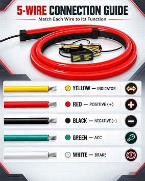 Keiurot 40 LED Third Brake Light Strip Sequential Red, DC-12V