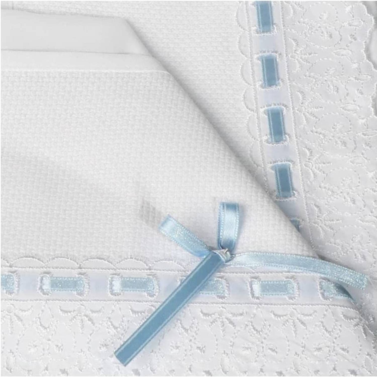 Lenzuolino Personalizzato Carrozzino Neonato Set 3Pz. Lettino Ricamato tela Aida Regalo Bimbi Nascita Coordinato Completo Vari Colori | Made in Italy