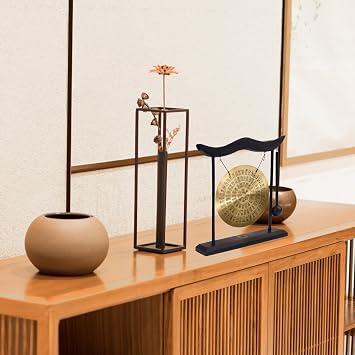 Brass Feng Shui Gong Hundred Longevity Character Gong Zen Art Desk Decor