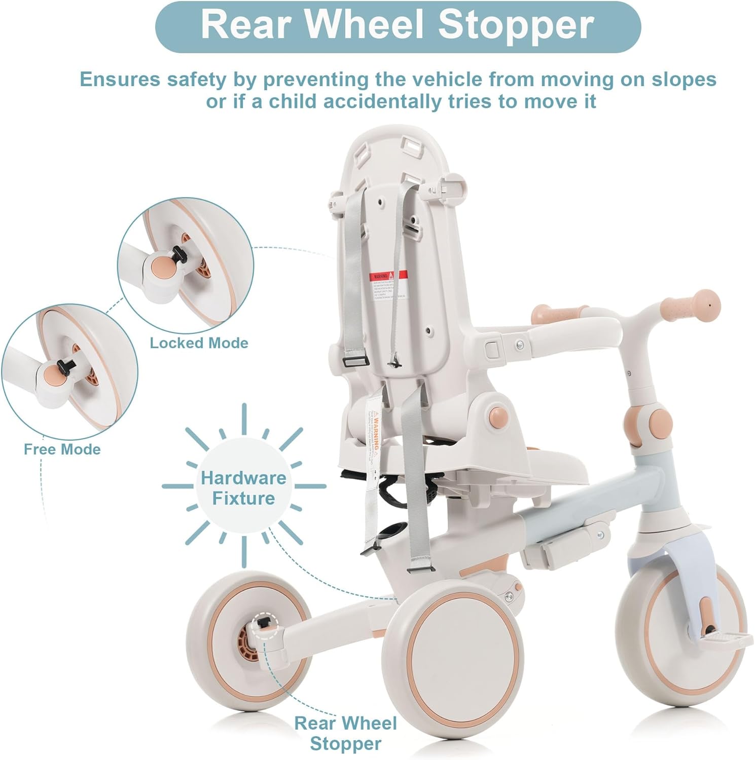 Toddler Tricycle, 7 in 1 Folding Kids Trike for 1-6 Years Old Boys and Girls Gift, Balance Bike with Removable Pedal, Canopy, and Guardrail, Adjustable Push Handle and Seat Height (Blue-new)