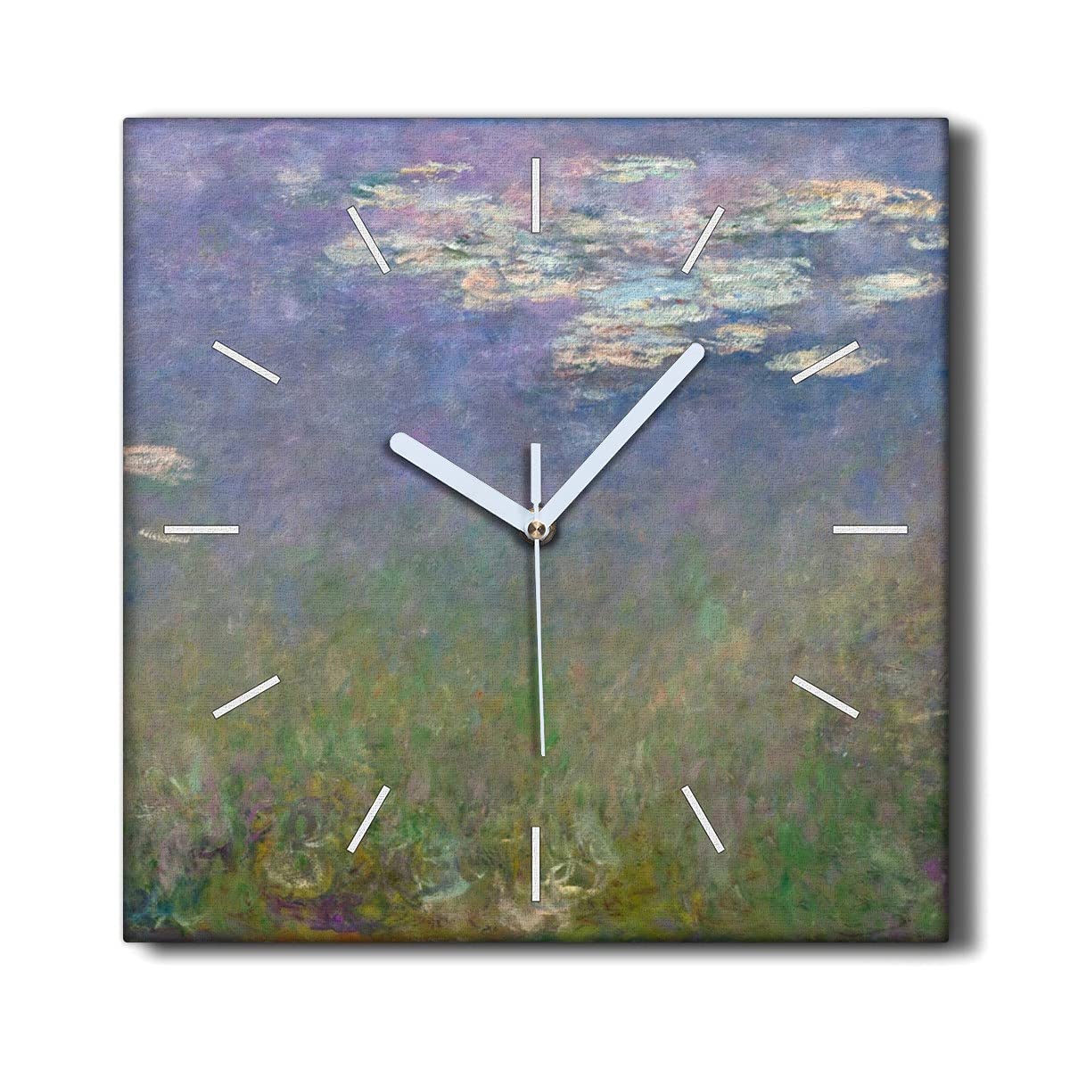 Horloge sur Toile 30x30cm Monet nénuphars sans tic-tac pour salon moderniser