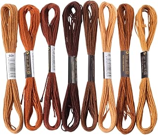 8 Skeins 6 Strands Brown Embroidery Floss Threads Polyester Variegated Gradient Friendship Bracelet String Cross Stitch Thread Bulk for Jewelry Making Hand Sewing Knitting Stitching Crafts