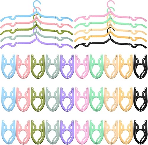 40 perchas plegables de viaje de plástico, perchas de ropa plegables de colores, perchas portátiles para accesorios de viaje, dormitorio, escuela,