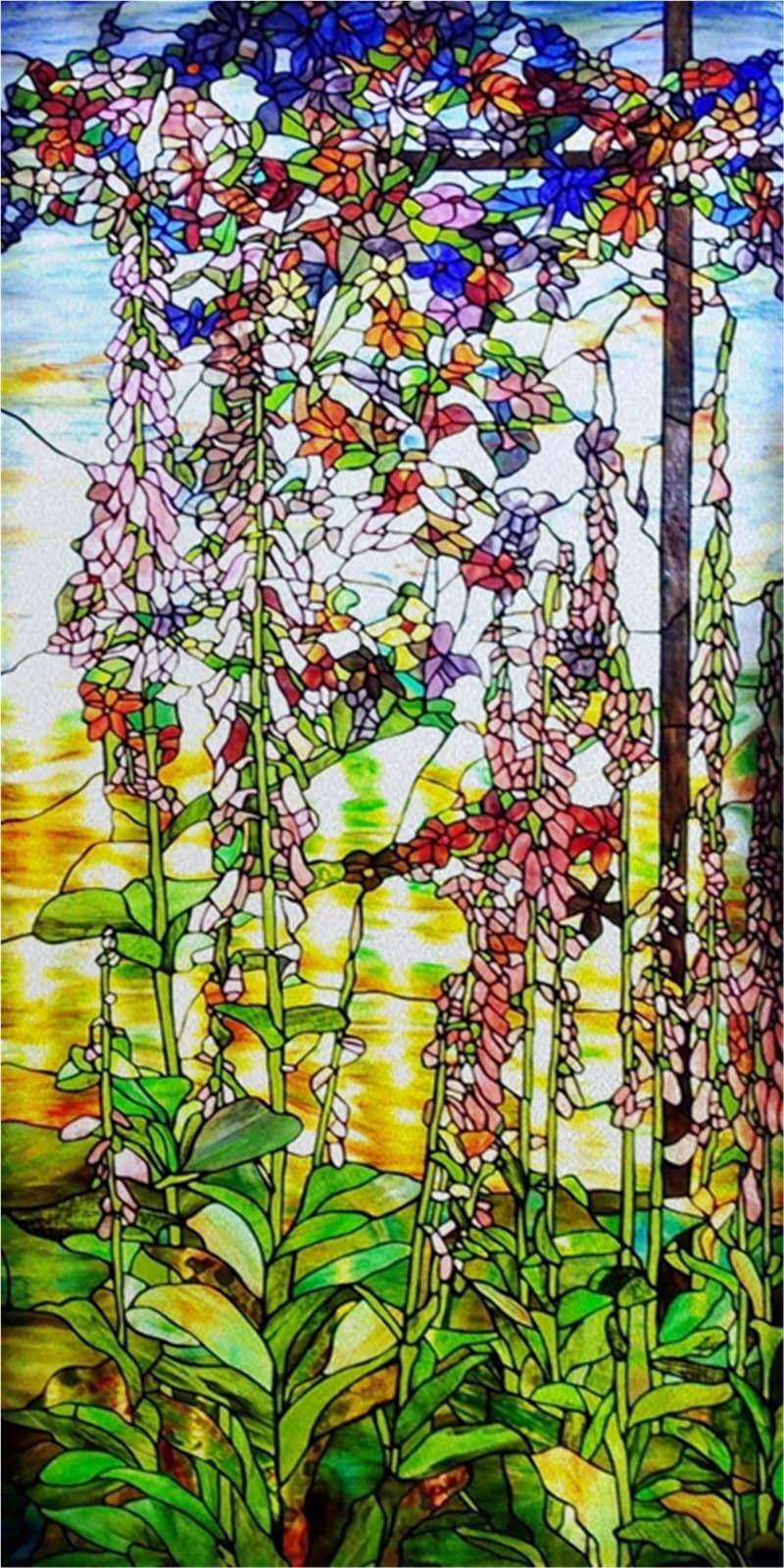 Stained Glass Window Film,Frosted Privacy, Static Cling,Vintage Colorful Stickers for Glass Windows(Color 26,40X80cm)