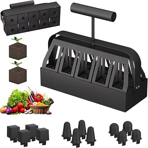 Miniatura 1 de Bloqueador de suelo, fabricante de bloques de suelo de 10 celdas de 2 pulgadas con mango cómodo y 3 tamaños de pasadores de velocidad para