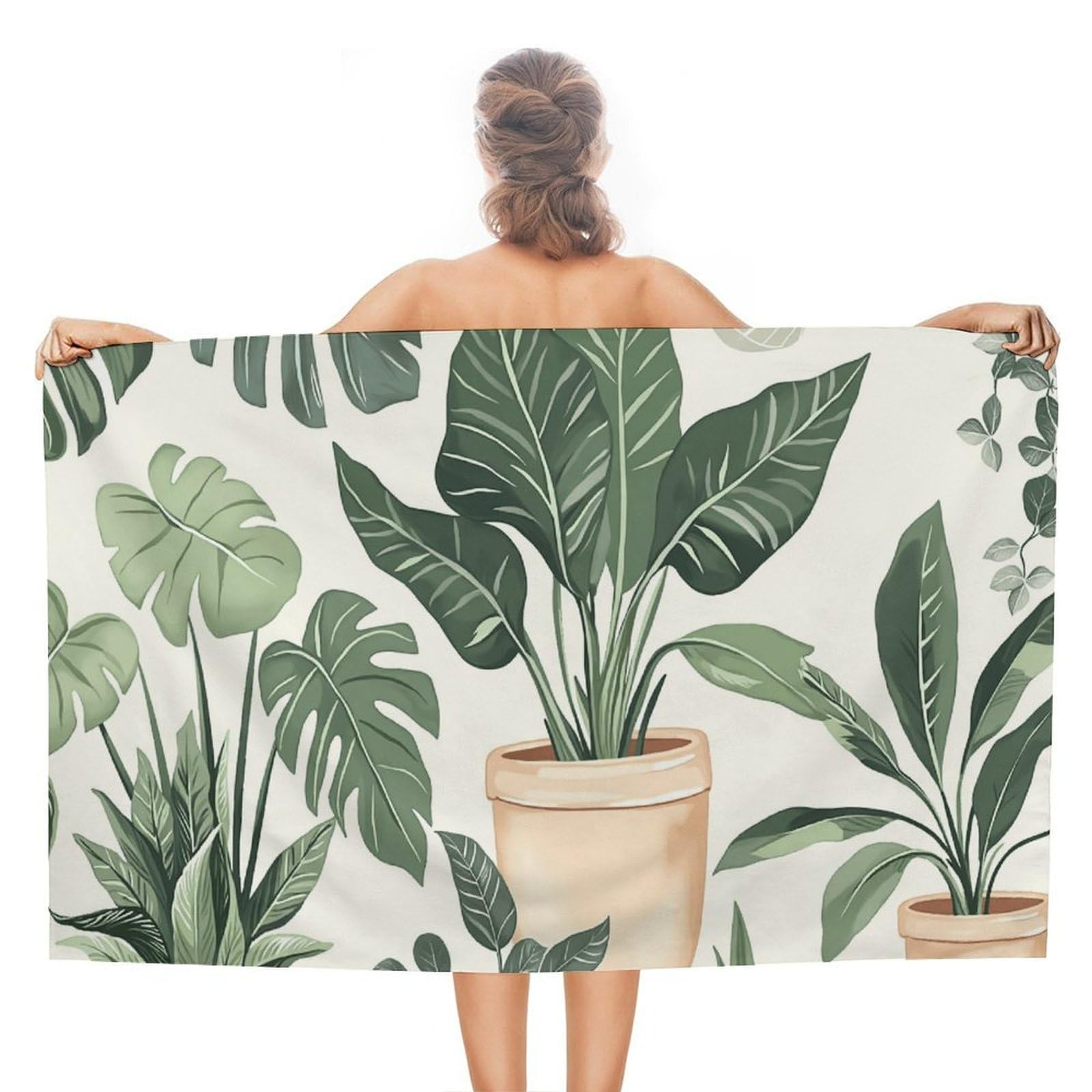 Anceky Tropical Plant Beach Towel Microfiber Soft Absorbent Oversized Large Bath Towel Blanket Thin Quick Dry for Adults Swimming Pool Yoga Gym Travel 51"X31"