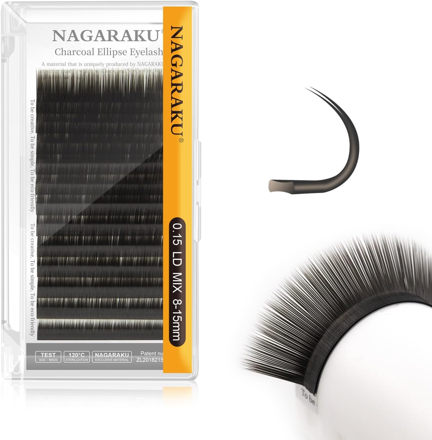 NAGARAKU Double Tips Flat Ellipse Eyelash Extensions Supplies 0.15 LD curl 8-15mm Mix Natural Charcoal Color Faux Mink Super Soft Split Tips Lash Individual Lashes