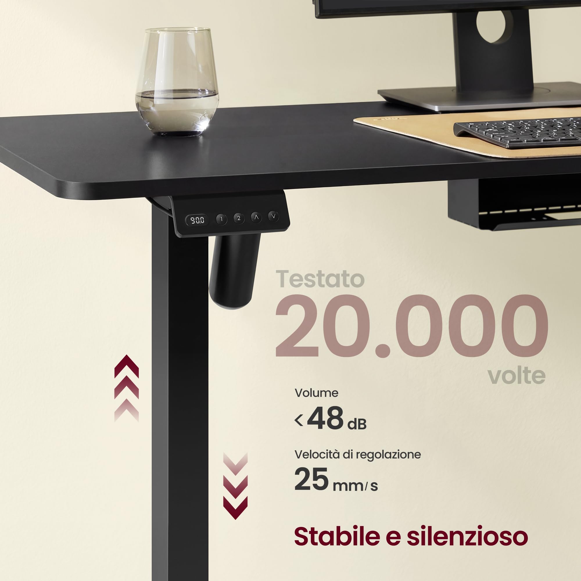 VASAGLE Scrivania Regolabile in Altezza, 160 x 140 cm, Scrivania Angolare a L, Standing Desk, 2 Prese AC, 2 Porte USB-A, Ripiano per Ciabatta, per Ufficio, Nero Inchiostro LSD264BZ01