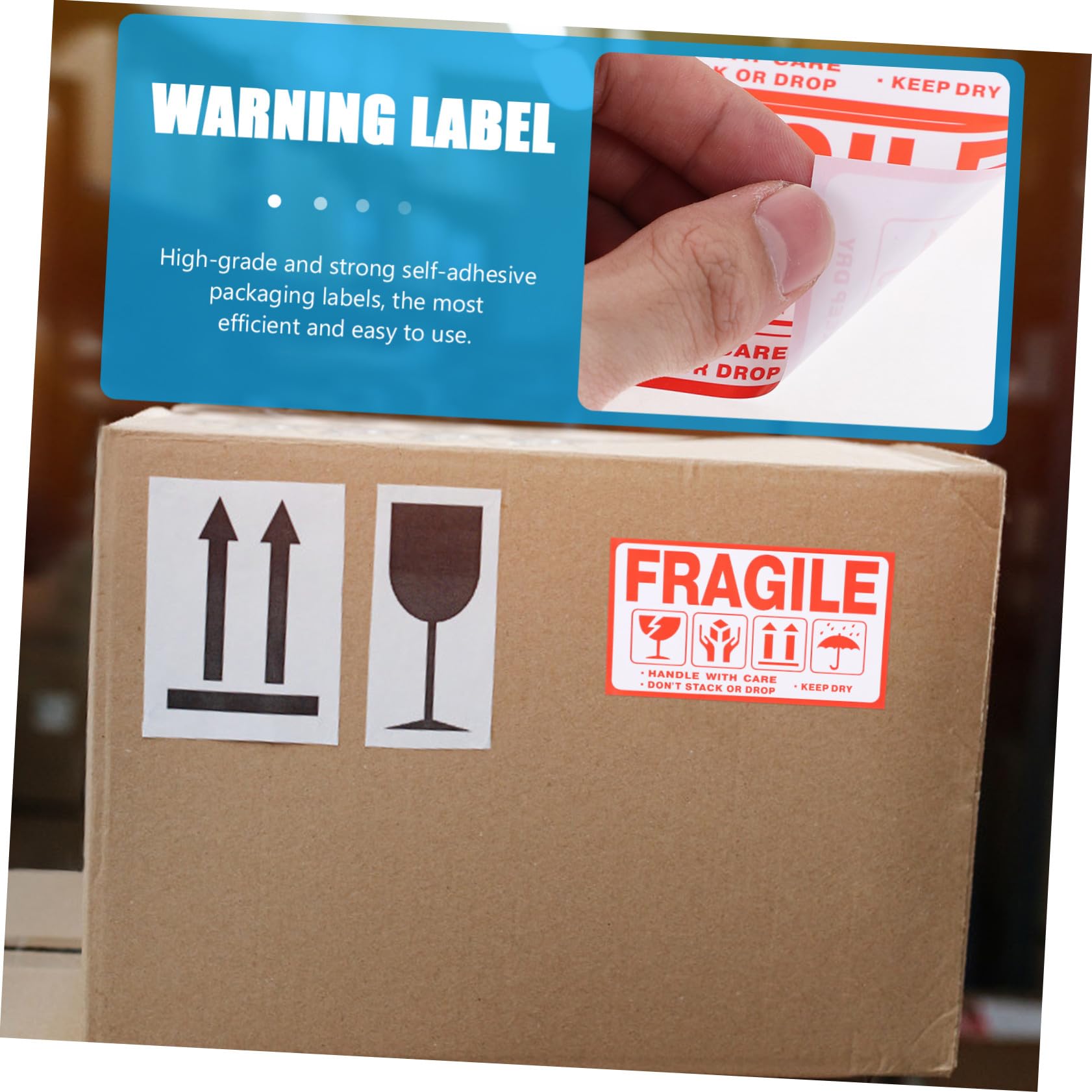 Amosfun 5 Ensembles Autocollants Avertissement Fragile Auto Adhésifs Lot De Étiquettes De Transport Rouge Pour Protection Des Colis Pour Et Expédition Articles 20 Feuilles*5