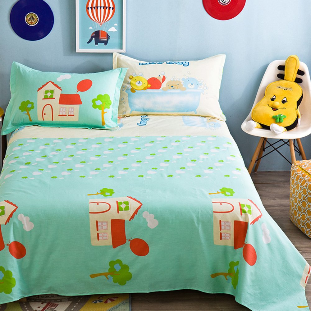Drap de lit enfant en coton dessin animé parfait pour chambre de garçon et fille