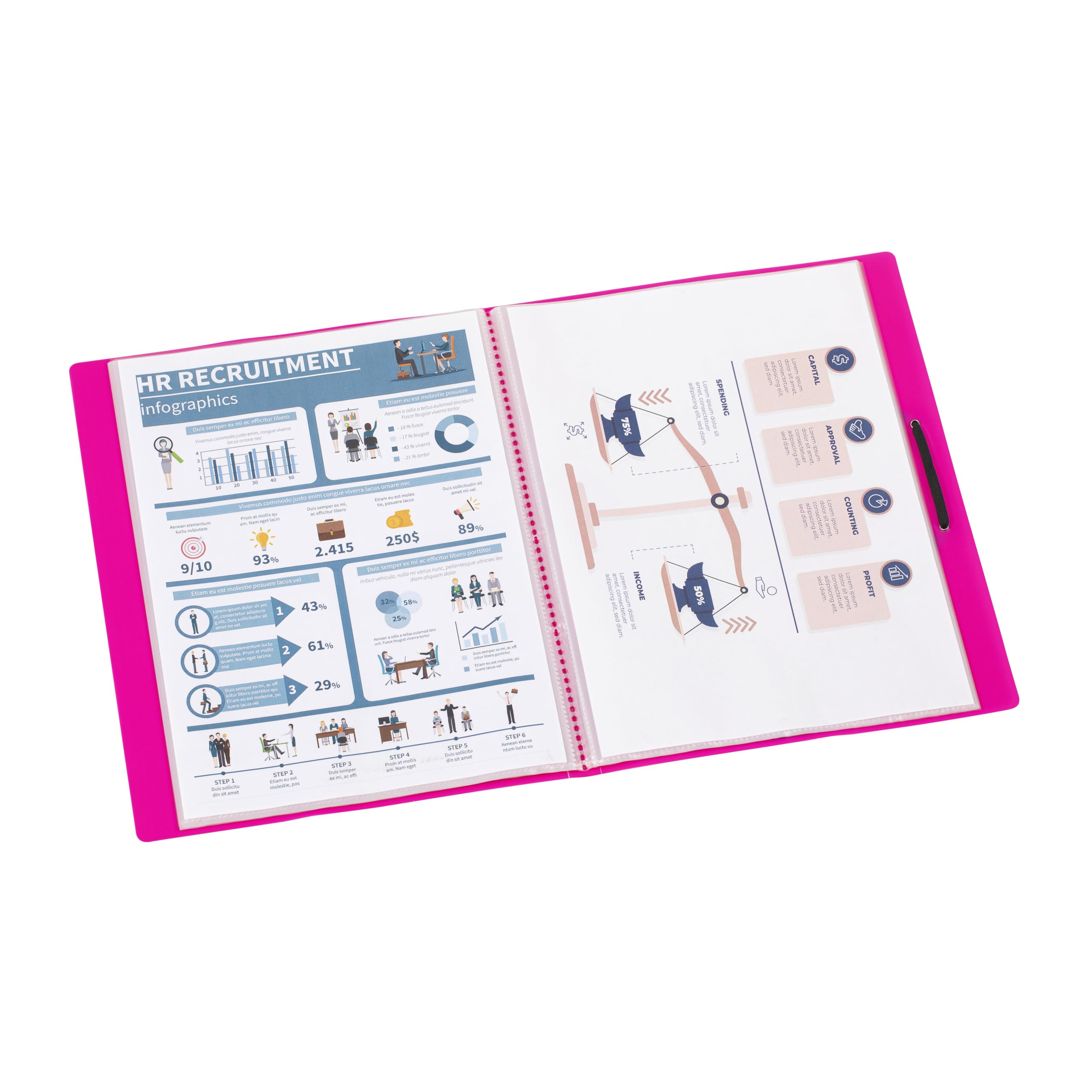 VIQUEL – Portavistas 120 Vistas A4 FEEL'EASY – Protector De Documentos De Plástico Resistente – 60 Fundas – Ideal Para La Oficina O El Hogar – Rosa