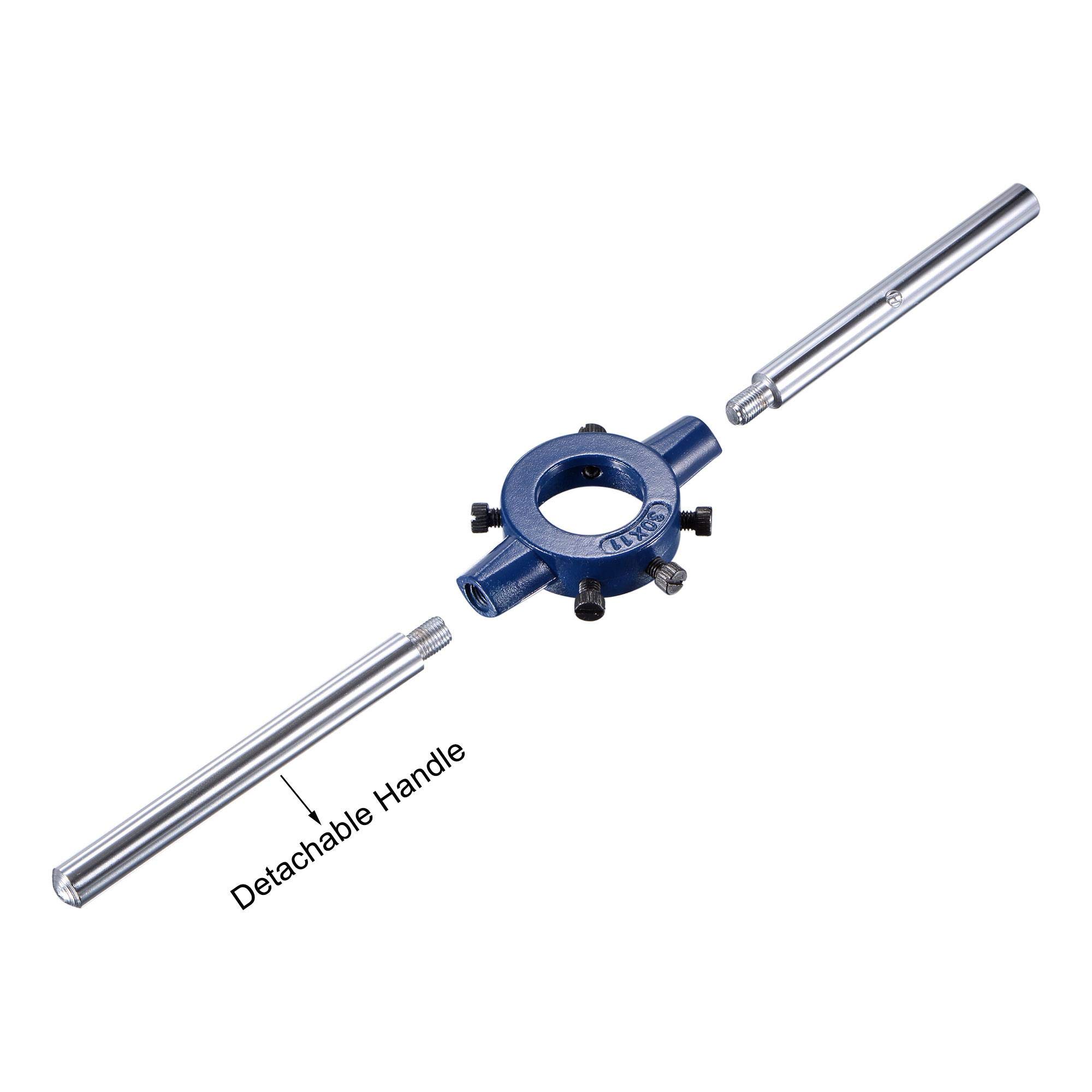 Juego de machos y terrajas 3/8-16 UNC con Llave de Mango para terraja Redonda de 30 mm, Macho de roscar de máquina de Acero de Alta Velocidad y Herramienta de roscado de terraja Redonda