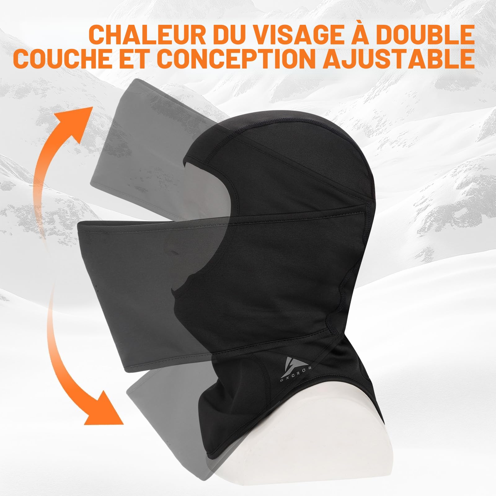 GXCROR Cagoule d'hiver, cagoule de ski, coupe-vent et chaude, masque intégral pour le ski, la moto, la pêche, la course et les activités de plein air