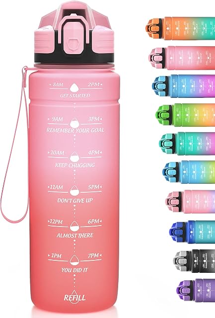 Niggeey 500ml & 700ml & 1000ml Motivational Water Bottle with Time Marker, Sports Water Bottles, Leak Proof BPA Free Tritan Drink Bottle for Kids, Men, Women, Running, Cycling, School, Gym and Sport