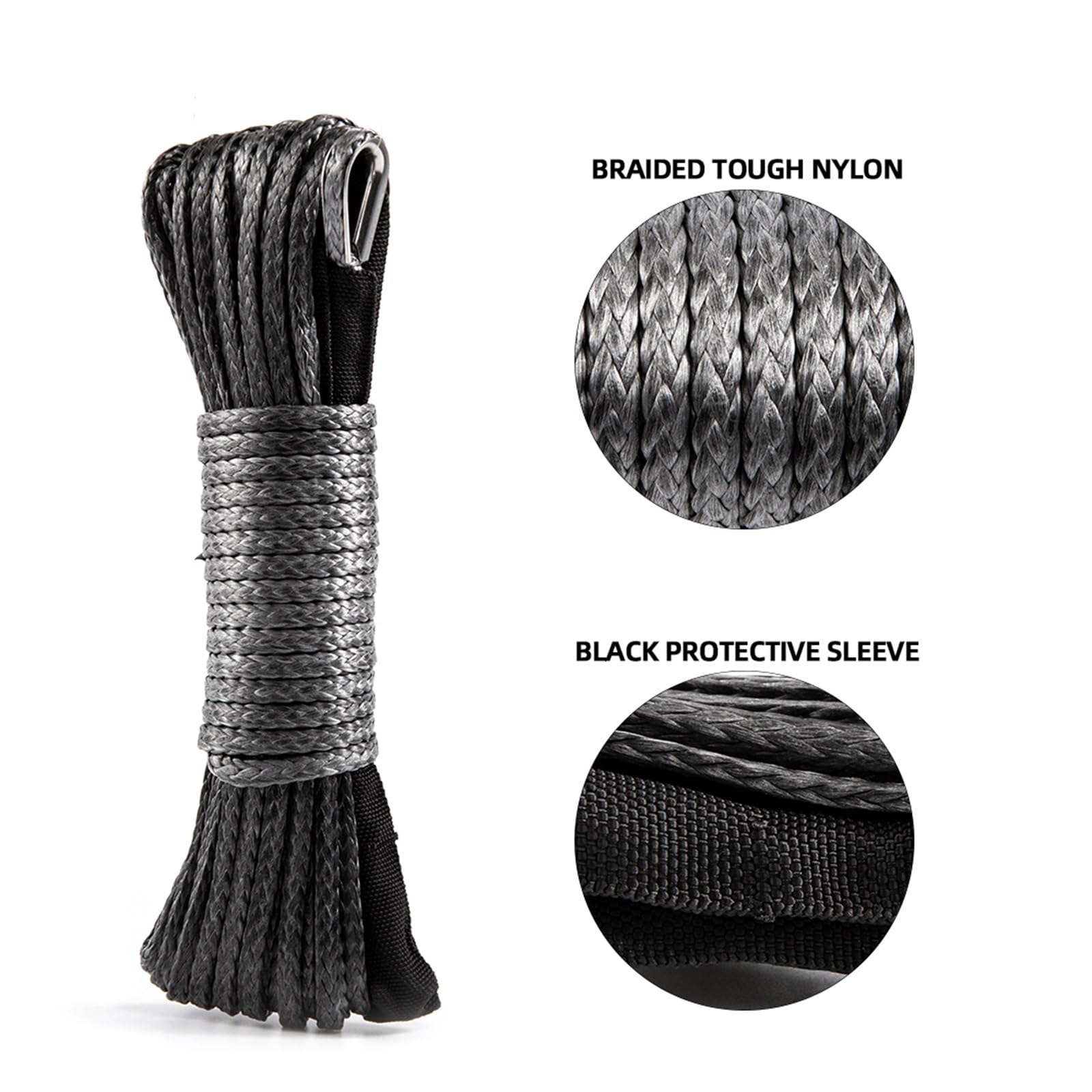 6mm X 15m 1/4 ''X 50ft 7700LBs Kabel Plazmowy Syntetyczna Wciągarka Linowa Z Osłoną Akcesoria Samochodowe Do ATV UTV Off-Road Solidna I Niezawodna