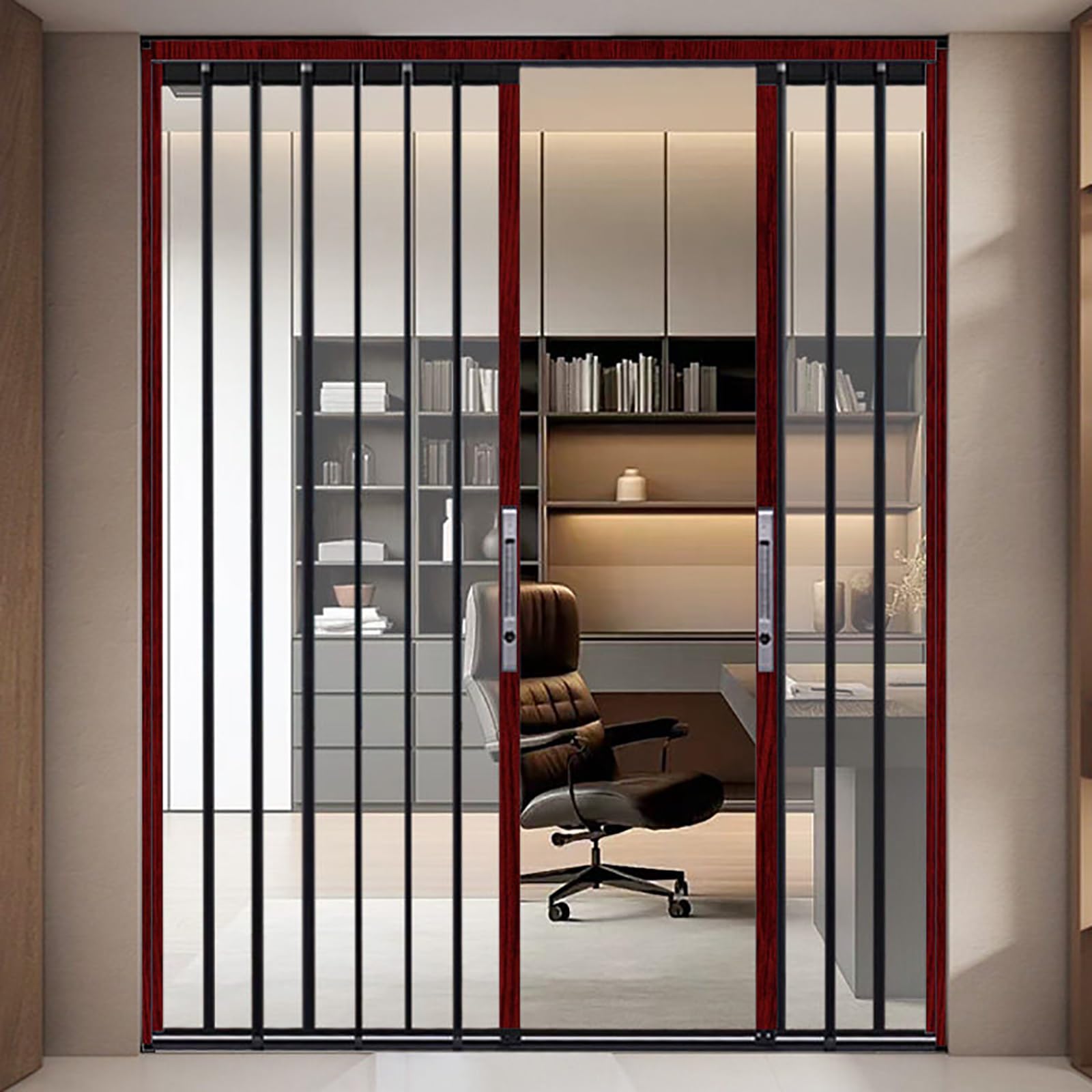 Mlyaye Redwood Concertina Foldable Door 80 Inch Tall Clear Accordion Door For Home/Study, 24'' - 80 In Wide Acrylic Glass Sliding Retractable Gate With Aluminum Upper Or Lower Rails(,26X80inch/66X203cm)