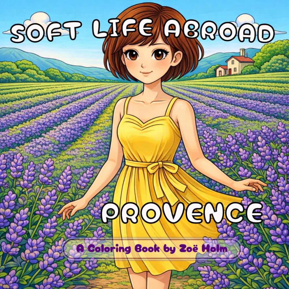 Soft Life Abroad: Provence: Cozy French Countryside Coloring Book for Teens & Adults | 50 Relaxing Scenes of Lavender Fields, Cottages, Gardens & Slow Living | 8.5 x 8.5 inches