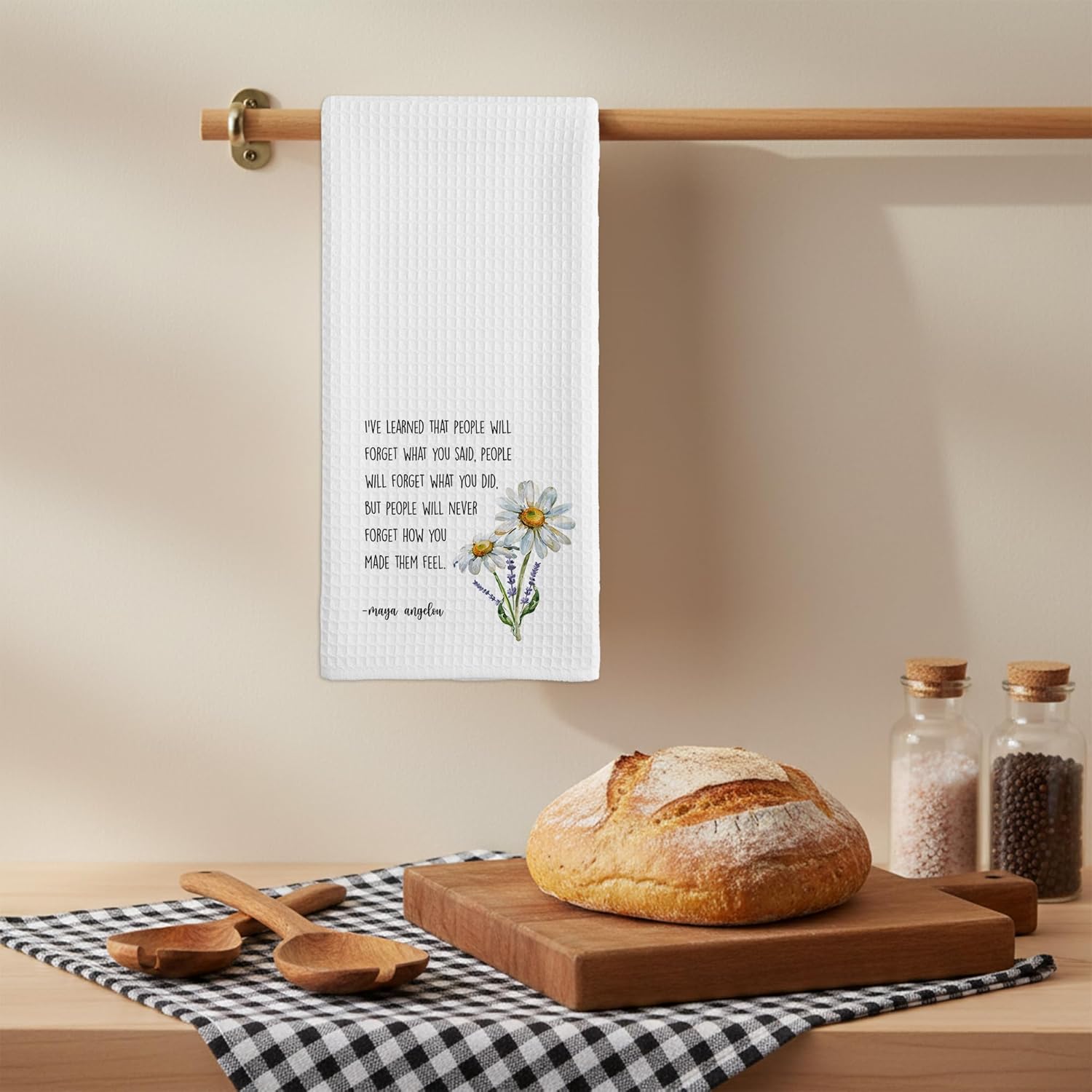 Inspirational Kitchen Hand Towel, Hostess Gift for Women, Christian Quote Waffle Weave Towel, Faith Decor Accent for Kitchen or Bathroom - Image 5