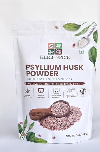 Polvo de cáscara de psyllium crudo certificado orgánico finamente molido de India Keto, fibra vegana y sin OMG (16.01 oz)
