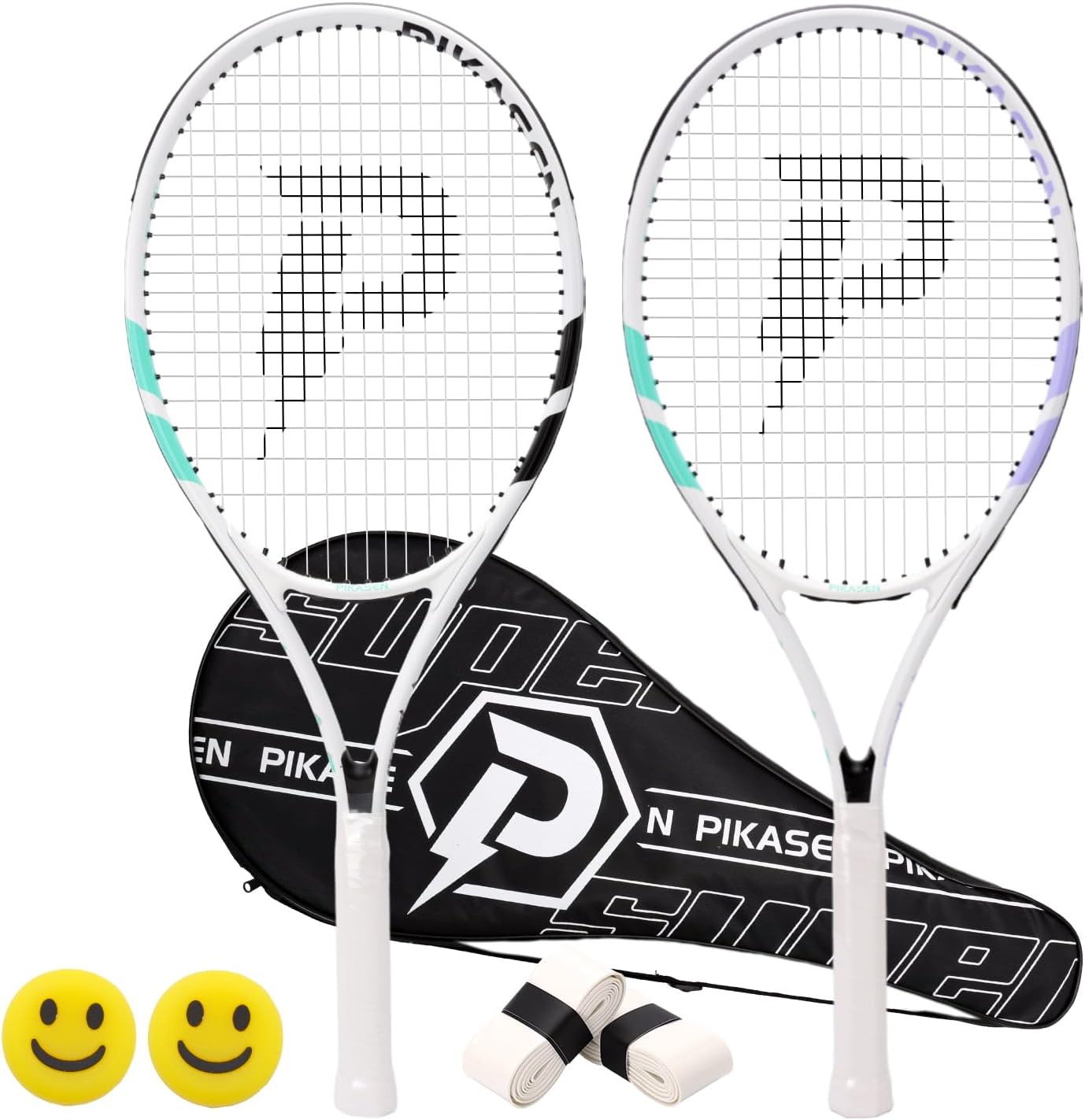 27 Inch Tennis Rackets for Adult Recreational 2 Players Tennis Rackets Set with 2 Overgrips