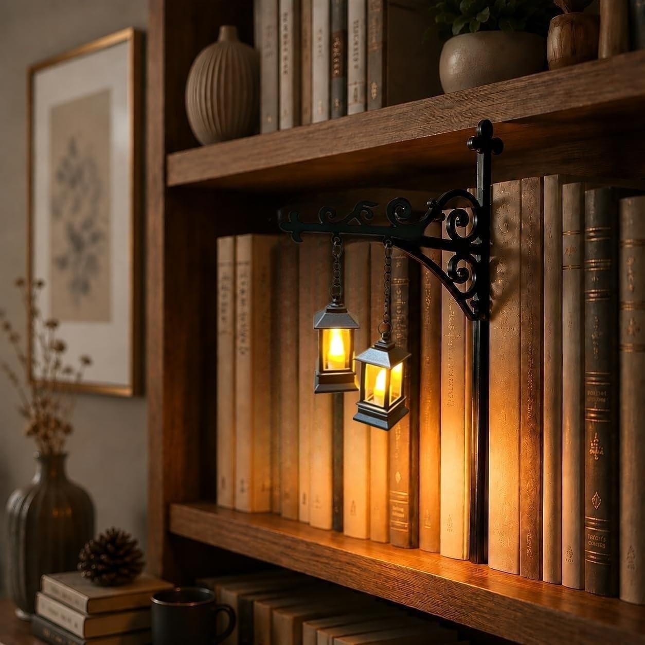 ENCOMAG Bookshelf Lamp, Vintage Hanging LED Bookshelf Lights (I)
