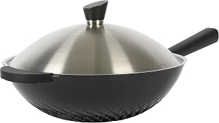 Eugene 13 Inch Cast Aluminum Wok W/Lid - Matte Black