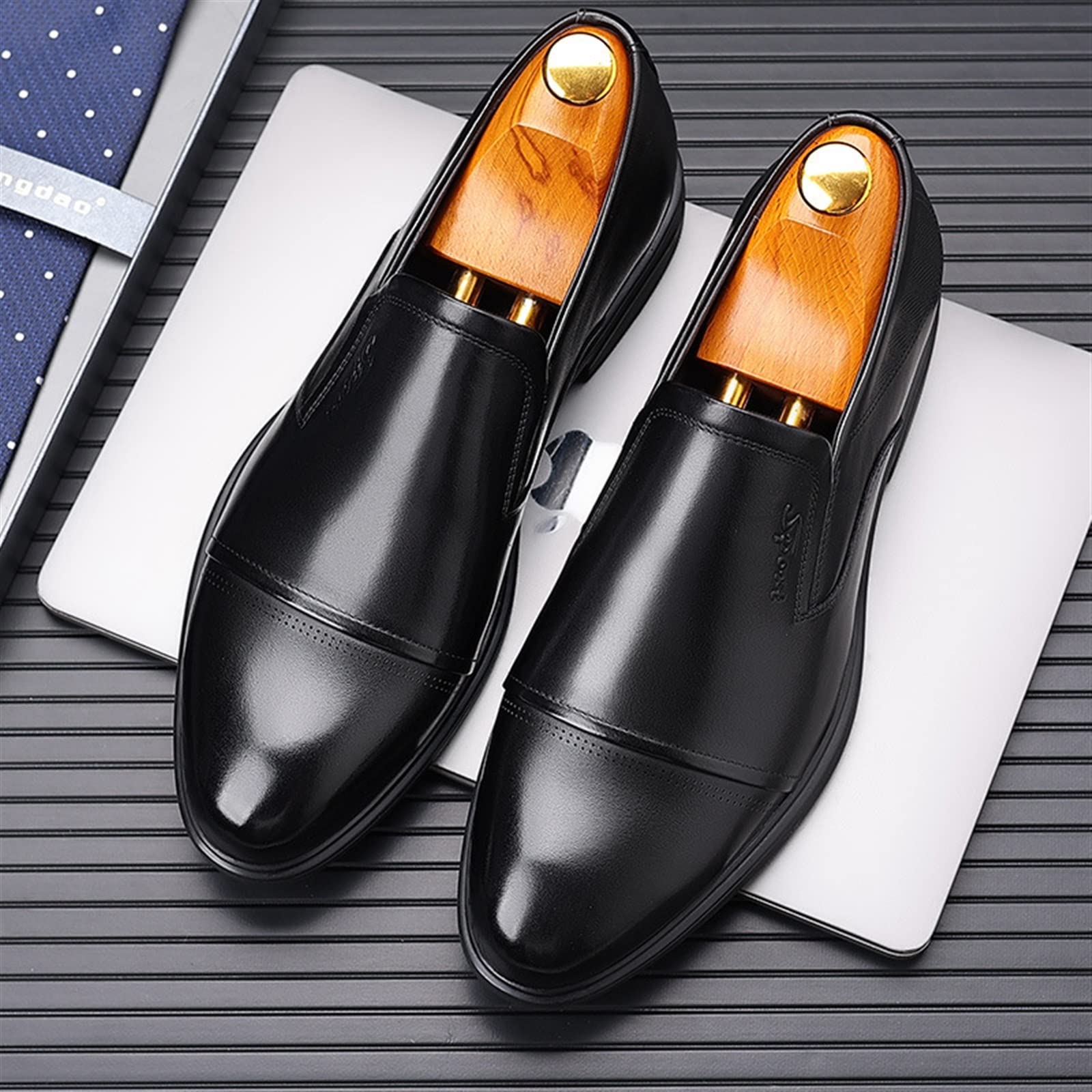 CARZE Scarpe in Pelle da Uomo in Pelle Traspirante da Uomo d'Affari, Scarpe da Uomo Britanniche, Scarpe Casual da Cerimonia Scarpe Eleganti da Uomo(Brown,38)