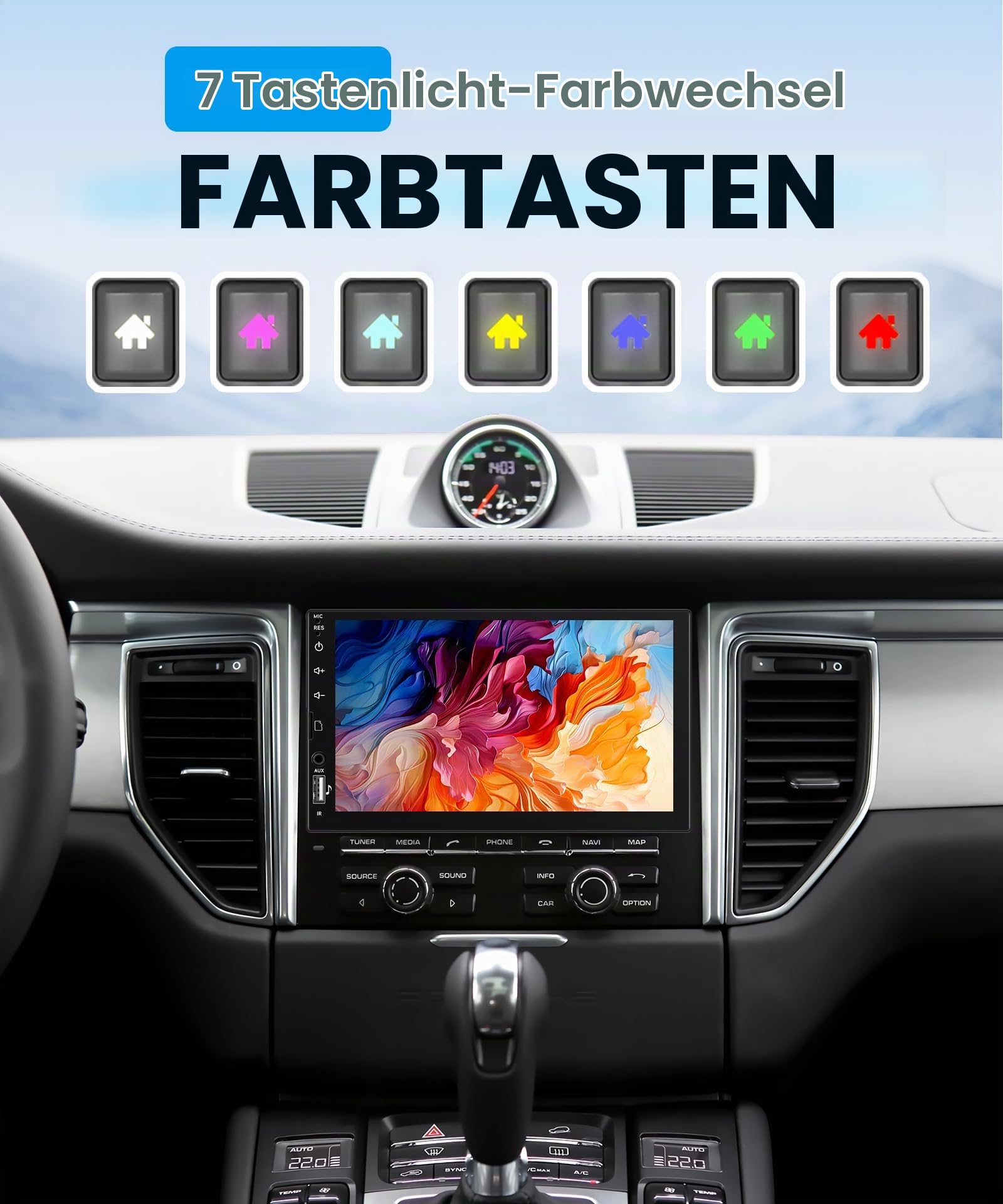 Rimoody Autoradio 1 Din mit Wireless Carplay Android Auto IOS/Android Mirror Link Bluetooth 5.2, 7 Zoll Touchscreen Autoradio Single Din mit FM Radio USB/EQ/AUX Lenkradsteuerung Rückfahrkamera
