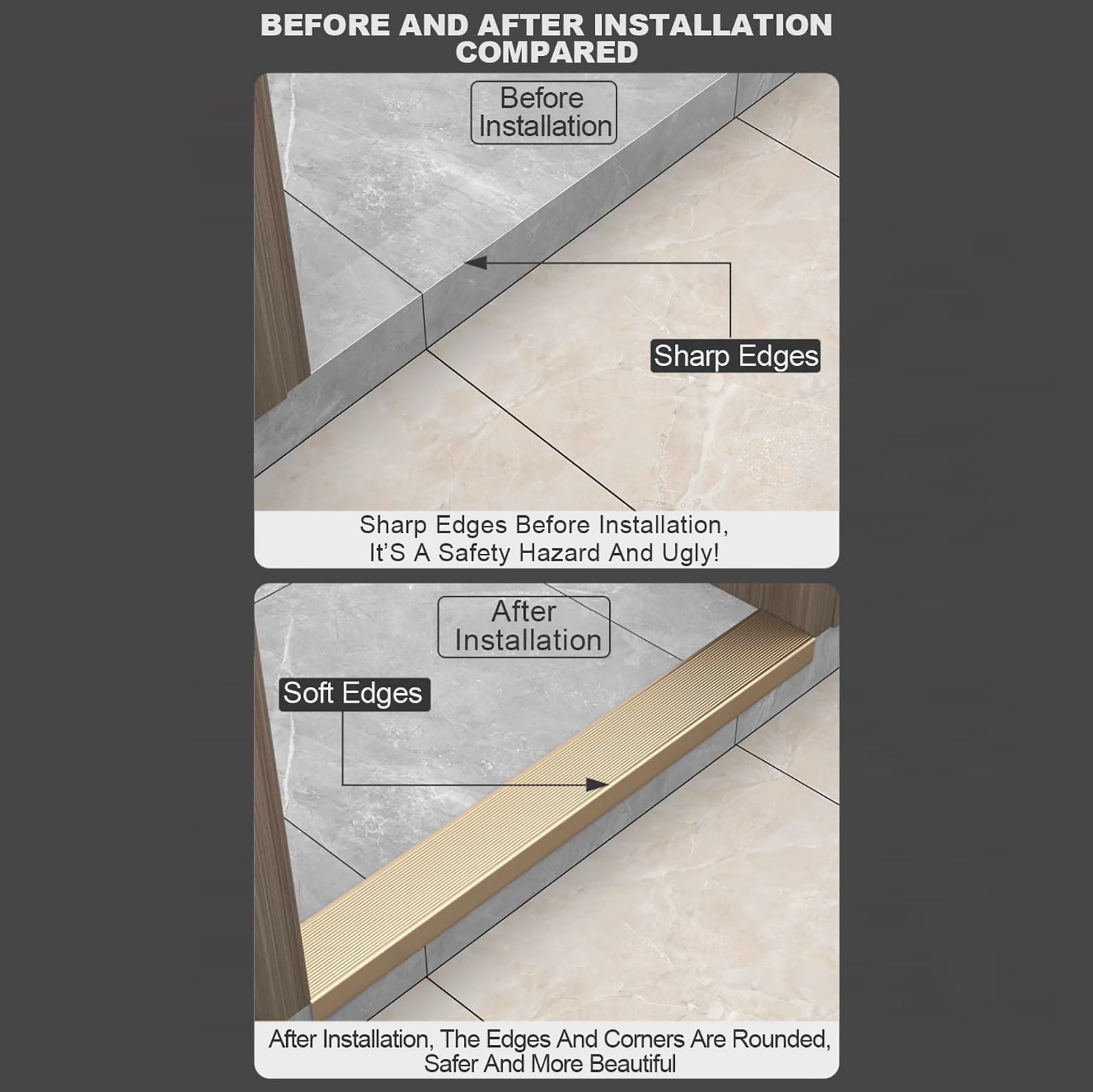 Tiras Antideslizantes Perfil De Borde De Escalera Antideslizante De Borde Escalonado Para Peldaños Tira De Umbral De Escalera De Protección De Esquina En Forma De L Para Cantos Escaleras ( Color : Mat