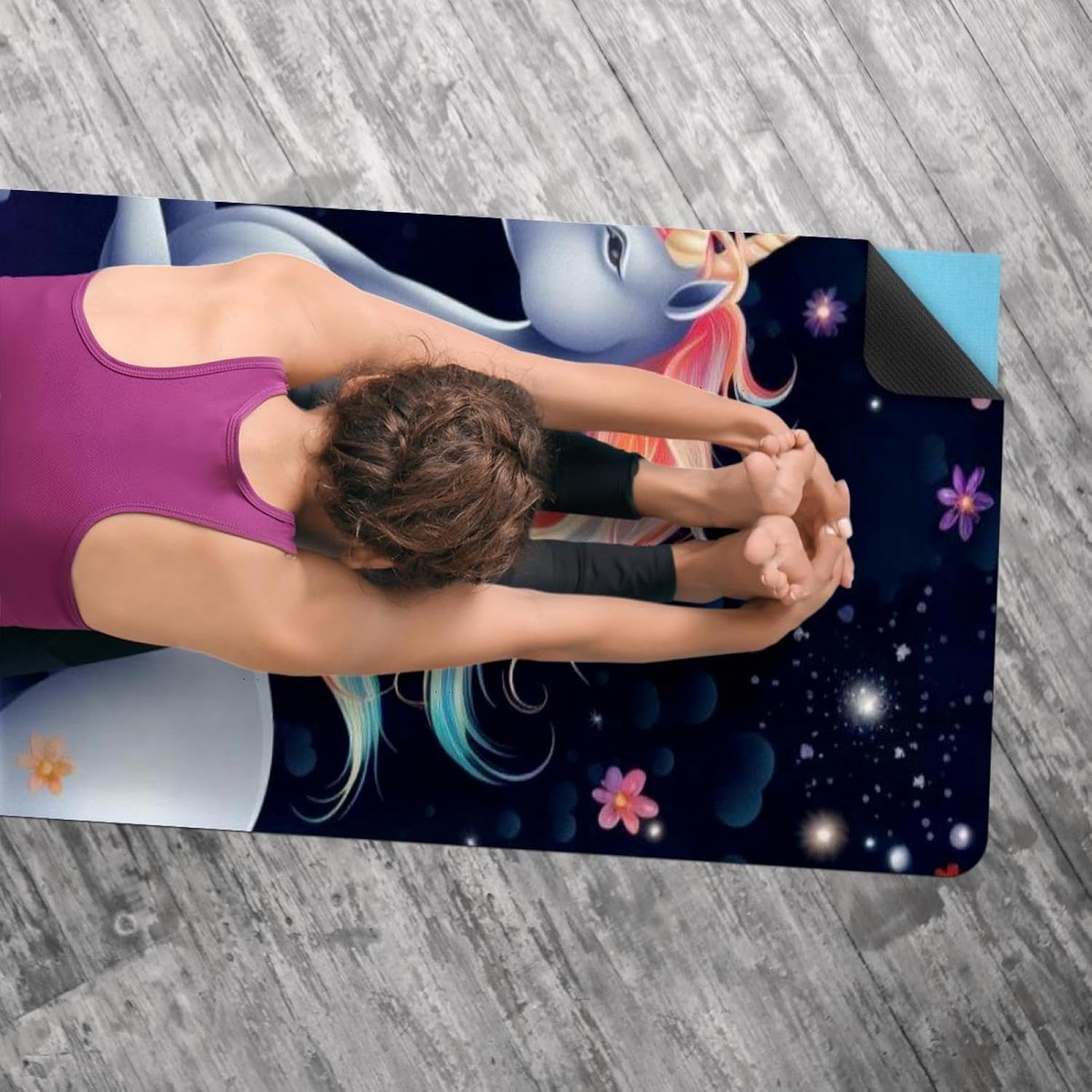 Yoga Towel, Galaxy Unicorn Pattern Non Slip Sweat Absorbent Hot Yoga Mat Towel for Hot Yoga, Pilates and Fitness - 72.8" x 26.8"