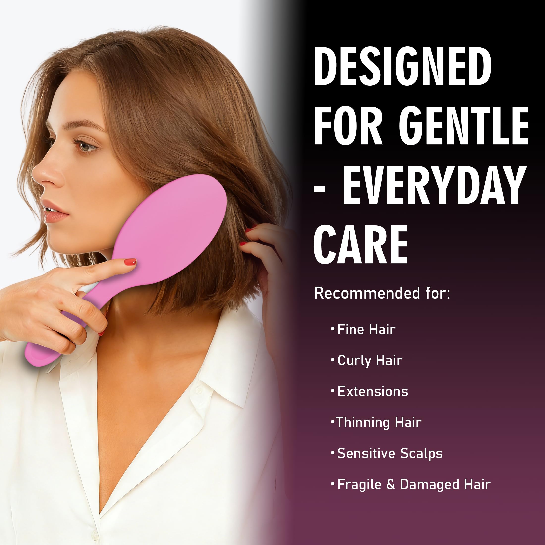 Glidease - Cepillo de cerdas de jabalí mate con cerdas suaves refinadas de nailon para mujeres, hombres y niños, cepillo desenredante sin esfuerzo, ideal para todo el cabello grueso, delgado y fino