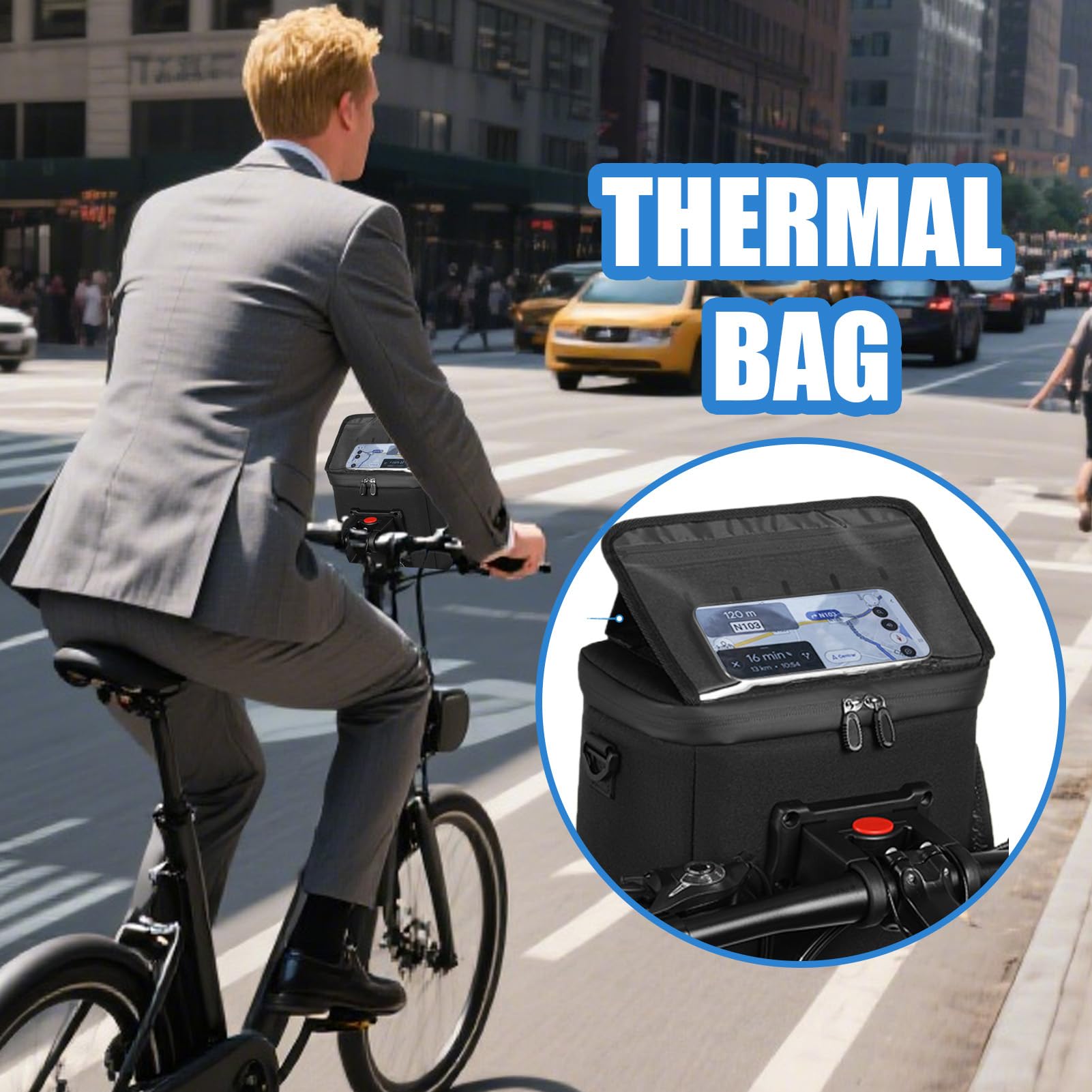Borsa da Manubrio per Bicicletta Impermeabile Leggera Capiente | Borsa Termica Per Manubrio Per Bici Da Strada Pendolarismo Trekking Shopping Picnic Campeggio Spiaggia Monopattino M