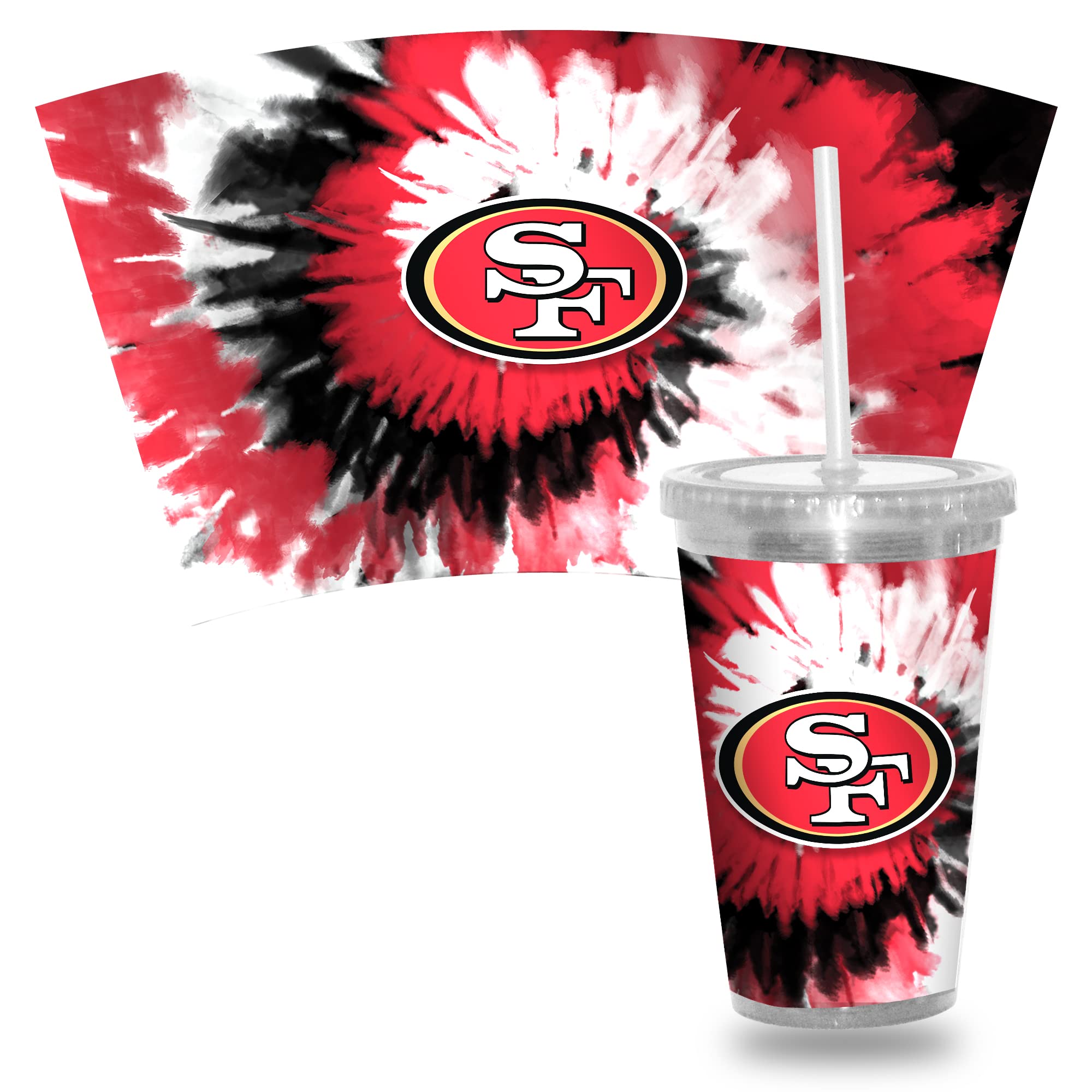 Verre transparent San Francisco 49ers paille Tye Dye Rico Industries NFL