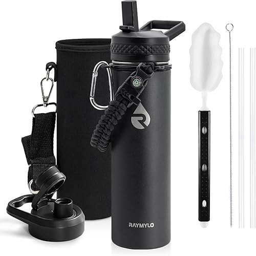 Miniatura 22 de Botella de agua aislada de 24 onzas, de acero inoxidable con triple pared al vacío (fría durante 48 horas, caliente durante 24 horas), a prueba de