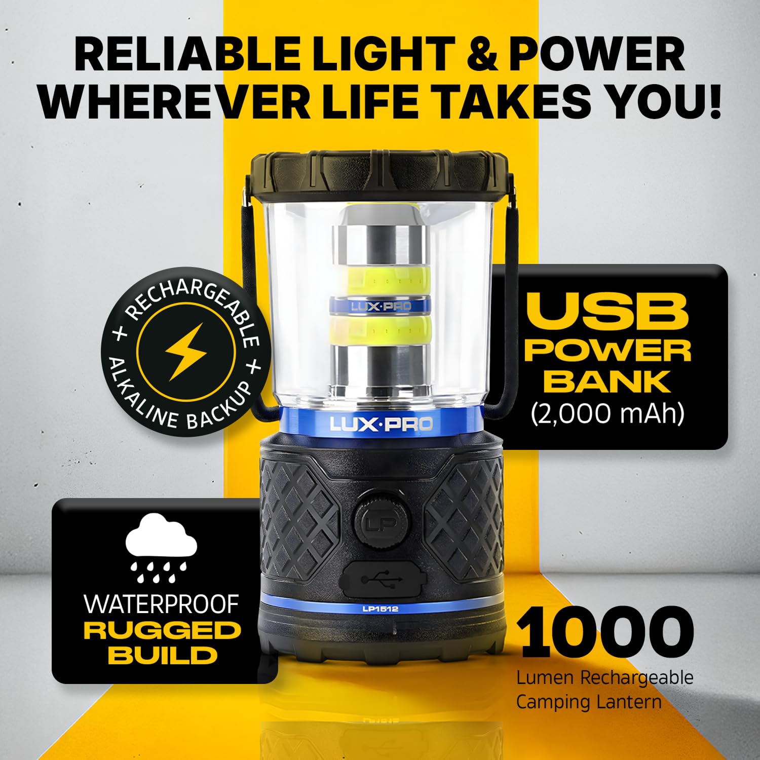 Amazon.com: LUXPRO Rechargeable Dual-Power 1100 Lumen LED Lantern