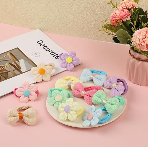 Miniatura 6 de Jeffdad Lazos para el cabello de bebé para niñas, 24 piezas suaves y sin costuras, lazos elásticos para el cabello, para coleta de caballo para