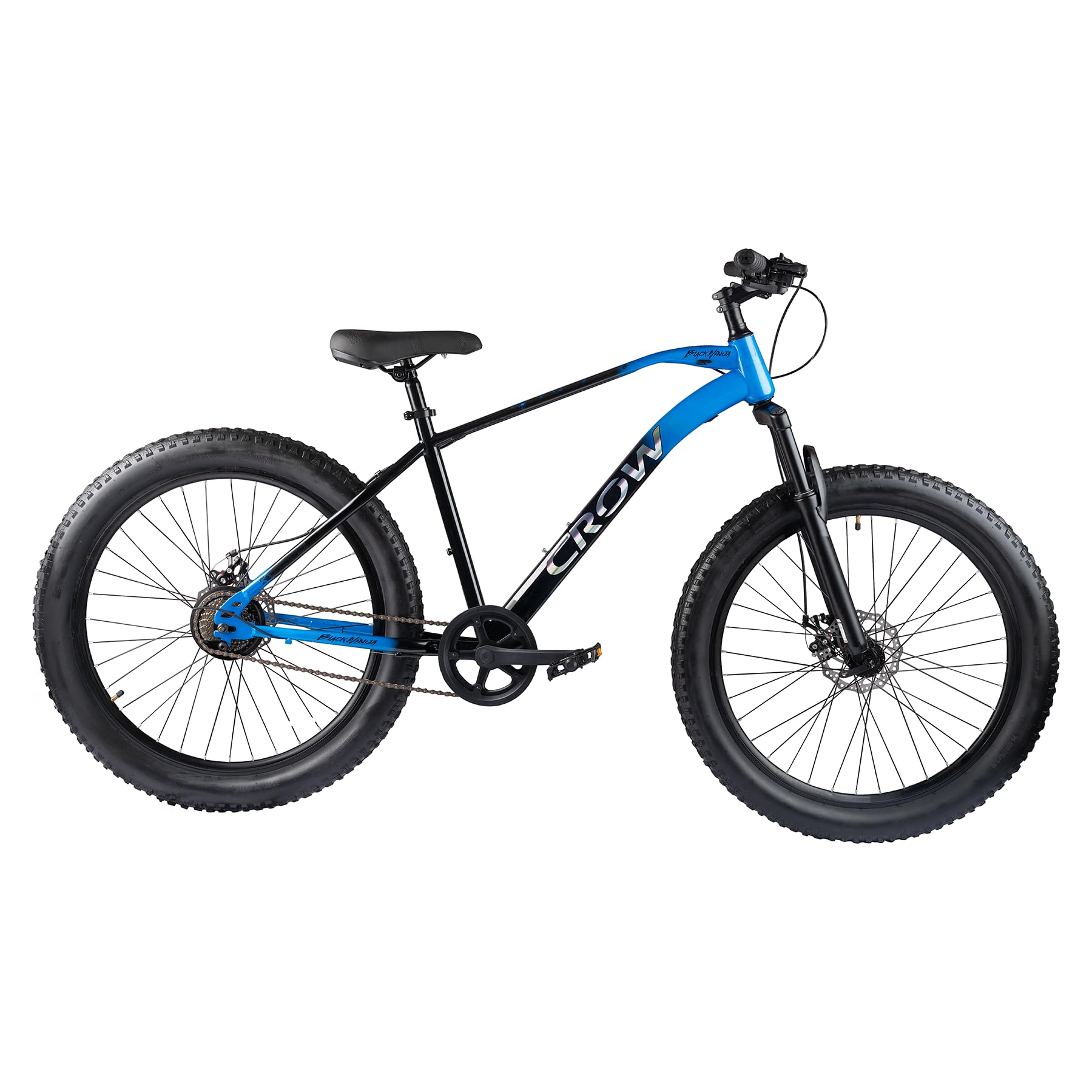 CROW - Black Ninja Fat Single Speed Cycle for Boys |Bicycle for Men Adult| Cycle for Adults/Men| MTB with Front Suspension & Dual disc Brakes | Unisex 26" INCH MTB-image-48