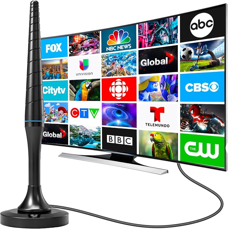 TV Antenna for Smart TV Indoor, HD Digital TV Antenna for Local Channels | 360° Full Signal Receiving with Magnetic Base, 4K HD Antenna Supports Smart & Older TVs, Easy Install with 10FT Coax Cable