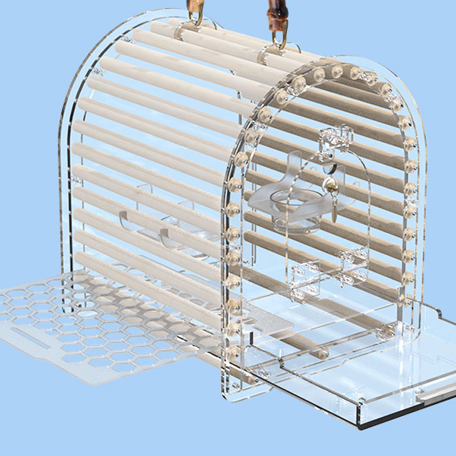 Jaula de viaje de mano para loros pequeños, acrílico transparente para agapornis, caja de transporte portátil para pájaros acrílicos Conure para pájaros ventilados para viajes