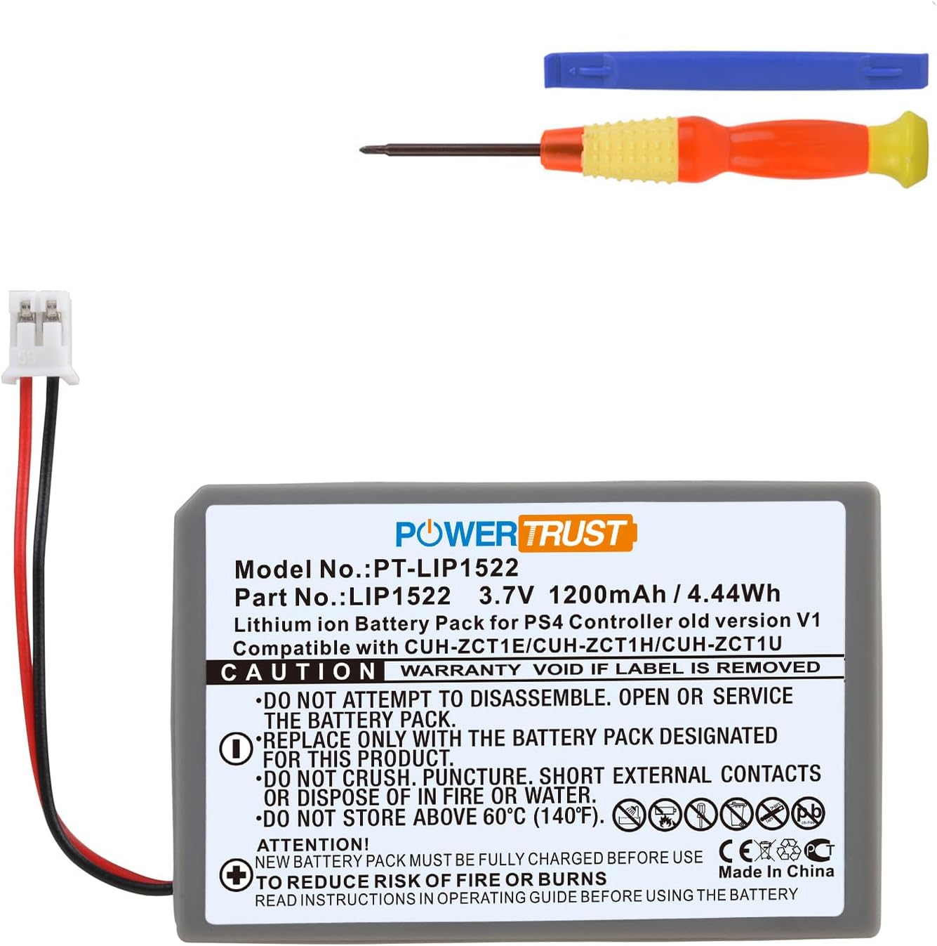 1200mAh LIP1522 Replacement Battery for Sony PlayStation 4 PS4 Dualshock 4 Wireless Controller CUH-ZCT1E CUH-ZCT1U-2015 Older Version