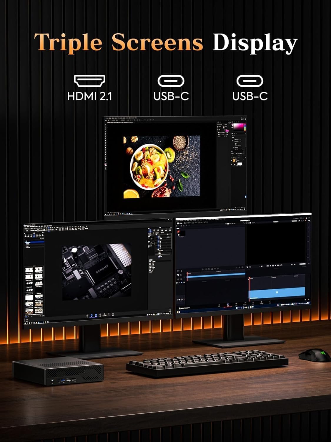 MINISFORUM MS-A2 Mini PC, AMD Ryzen 7 7745HX (8C/16T hasta 5,1 GHz), PCIe x16, 8K Triple Display (HDMI + 2X USB-C), 2X 10G SFP+, 2X 2,5G LAN, 3X M.2 SSD, sin RAM/SSD