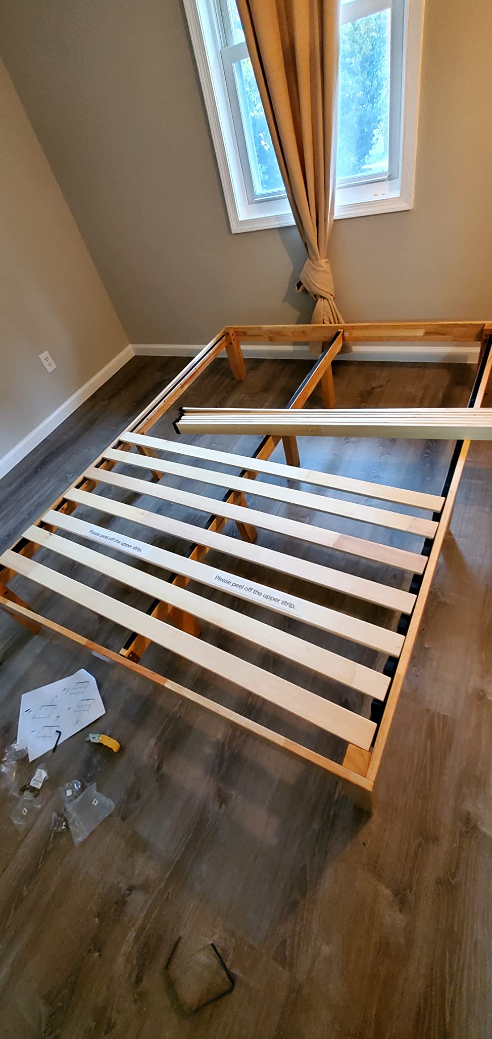 35/mo Finance KOMFOTT 14 Inches Wood Platform Bed Frame Queen Size