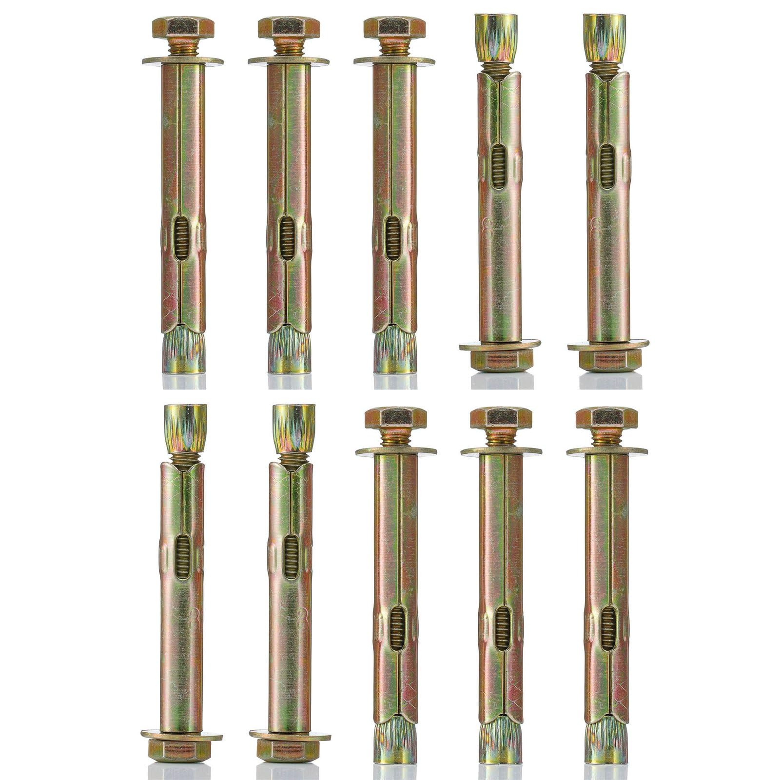 Concrete Sleeve Anchors M6 X 60mm Expansion - 10-Pack Masonry Sleeve Anchors For Concrete & Brick Rawl Bolts