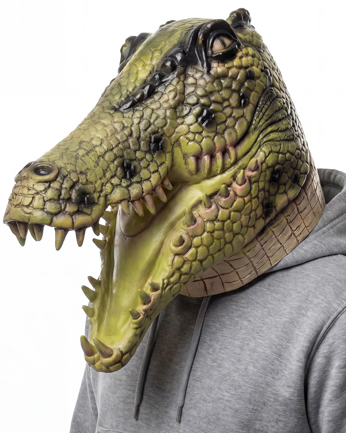 SANZHIGUO Crocodile Alligator Mask for Adults, Deluxe Latex Animal Mask, Funny Cosplay Prop for Halloween Carnival