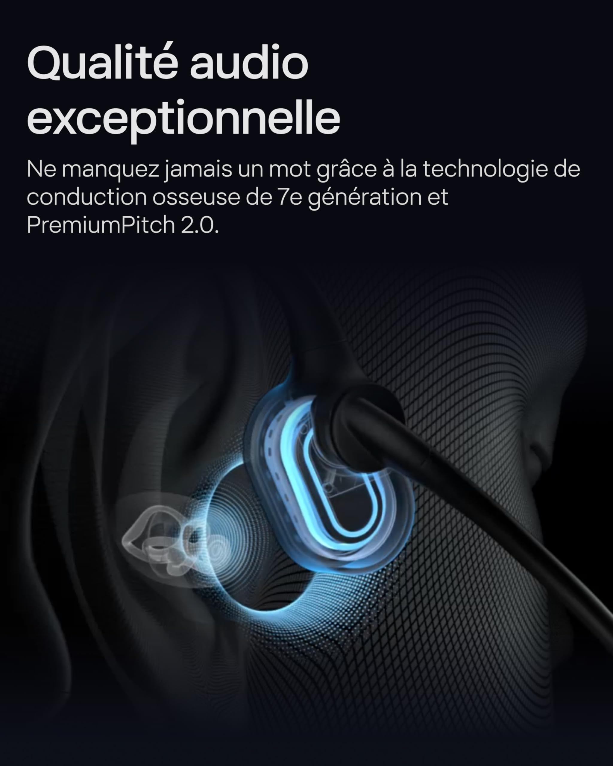 SHOKZ OpenComm2 2025 Upgrade Conduction osseuse, écouteurs Bluetooth Oreilles Libres avec Micro Anti-Bruit, écouteurs sans Fil pour Le Travail et Les appels, 16 Heures d'autonomie,Signet de, Noir